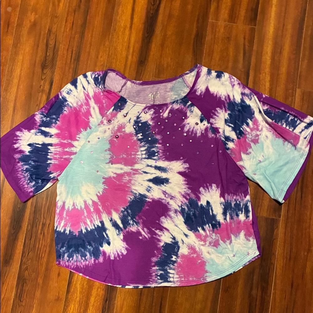 Justice Purple and Blue Tie-Dye Top